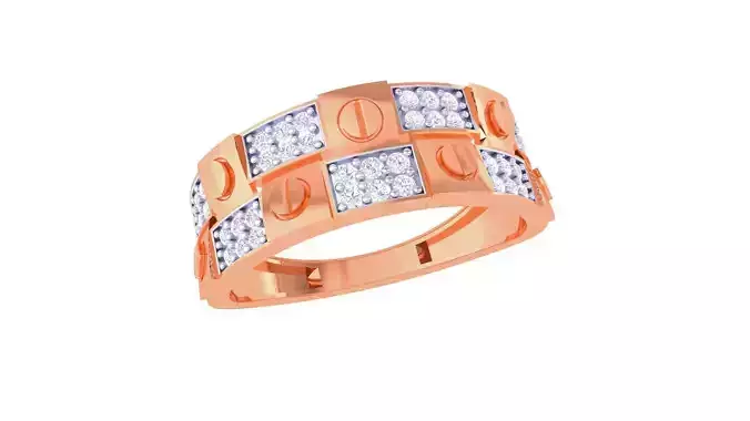 Screw Head Men Groom Gents Diamond Ring 3dm stl obj mtl 3mf glb