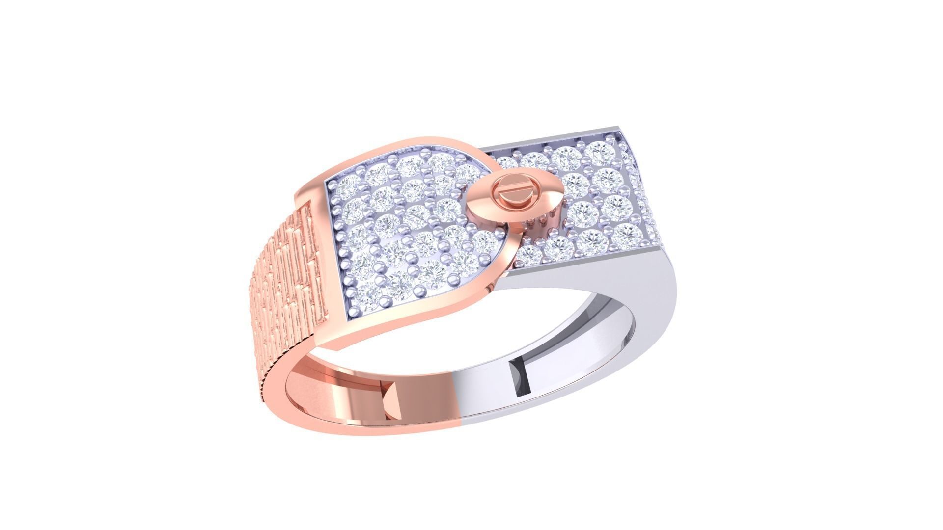 Belt Screw Head Men Groom Gents Diamond Ring 3dm stl obj mtl 3mf 3D print model_3