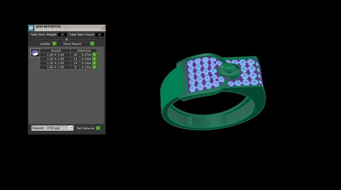 Belt Screw Head Men Groom Gents Diamond Ring 3dm stl obj mtl 3mf 3D print model_4