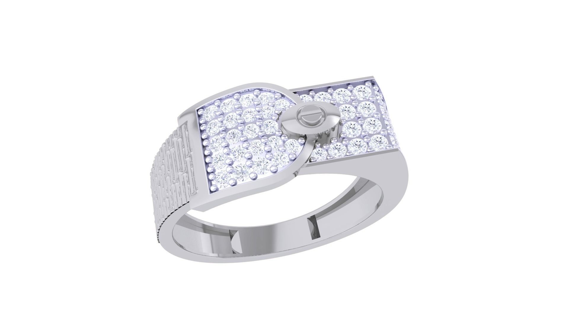 Belt Screw Head Men Groom Gents Diamond Ring 3dm stl obj mtl 3mf 3D print model_1