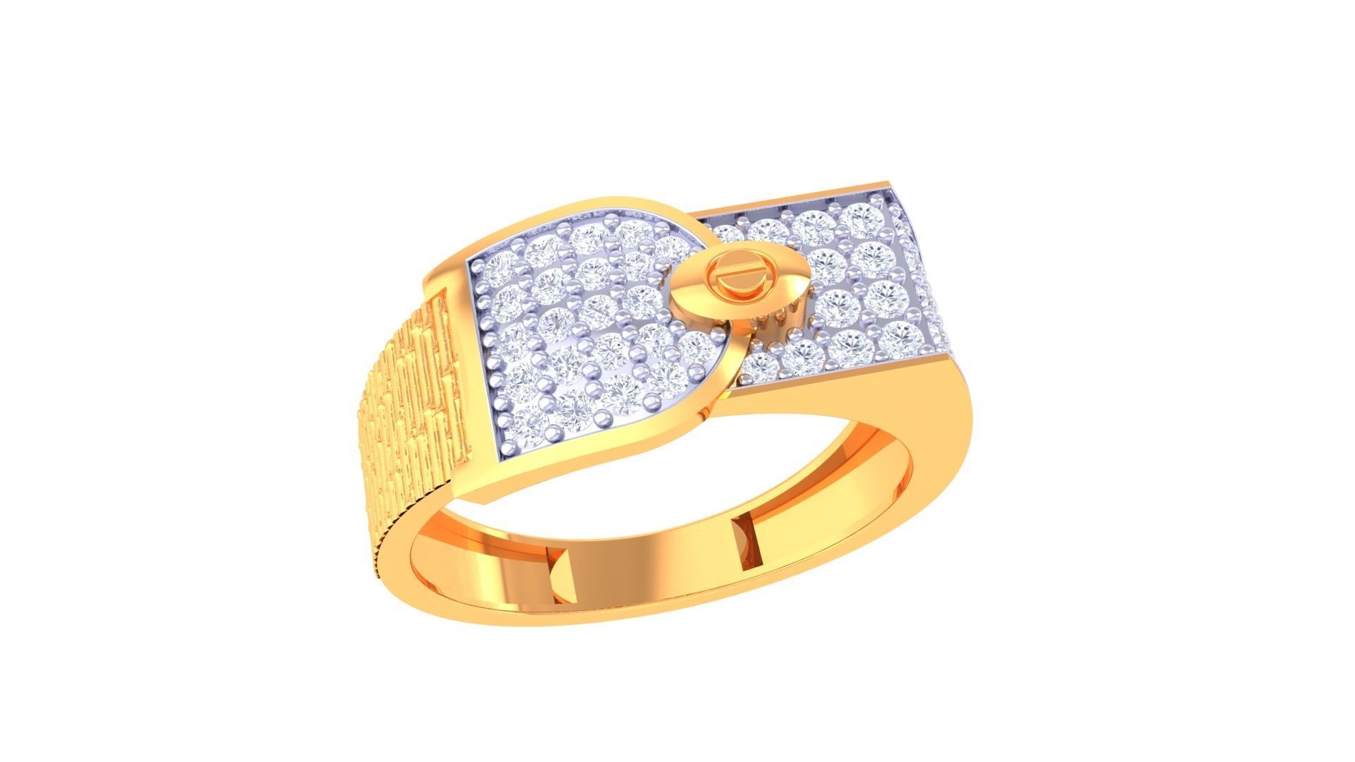 Belt Screw Head Men Groom Gents Diamond Ring 3dm stl obj mtl 3mf 3D print model_2