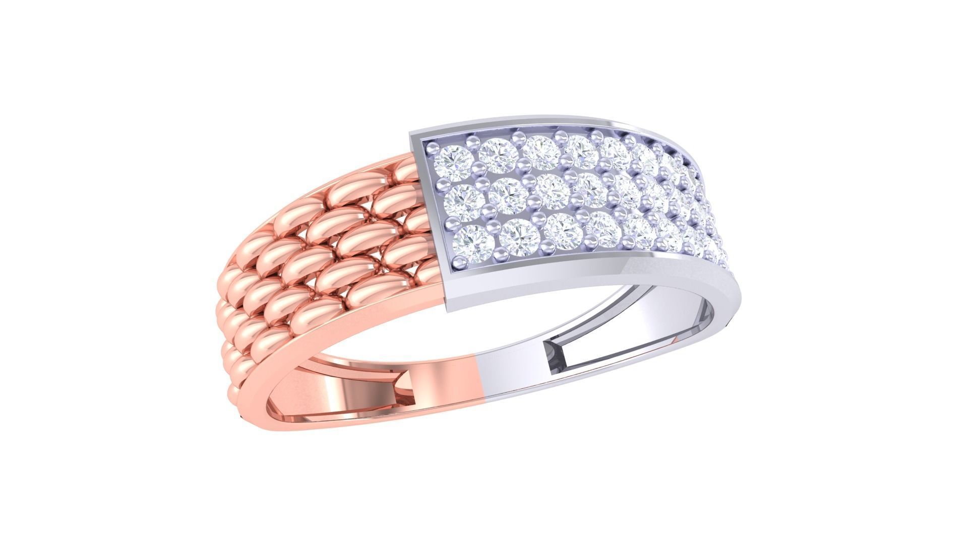 Woven Wires Men Groom Gents Diamond Ring 3dm stl obj mtl 3mf  3D print model_3