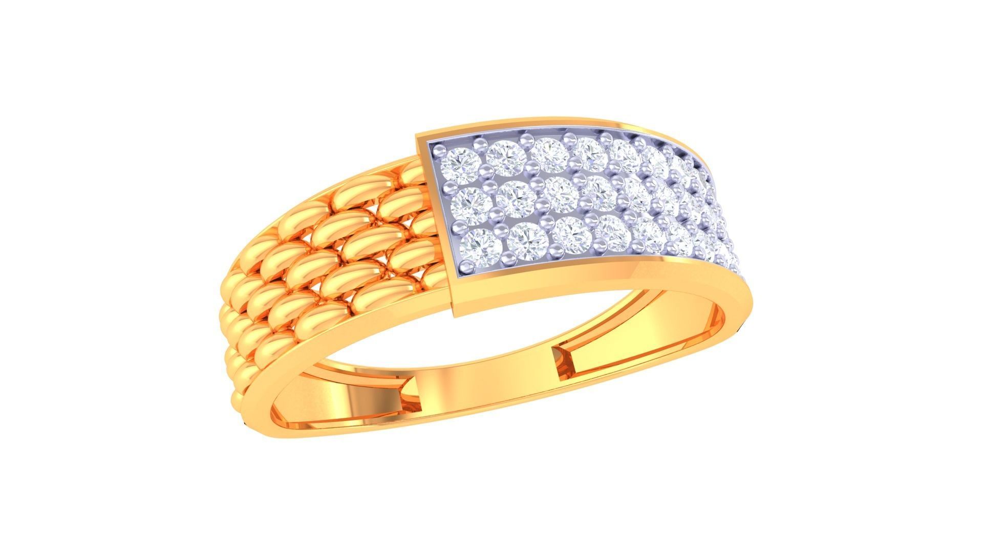 Woven Wires Men Groom Gents Diamond Ring 3dm stl obj mtl 3mf  3D print model_2