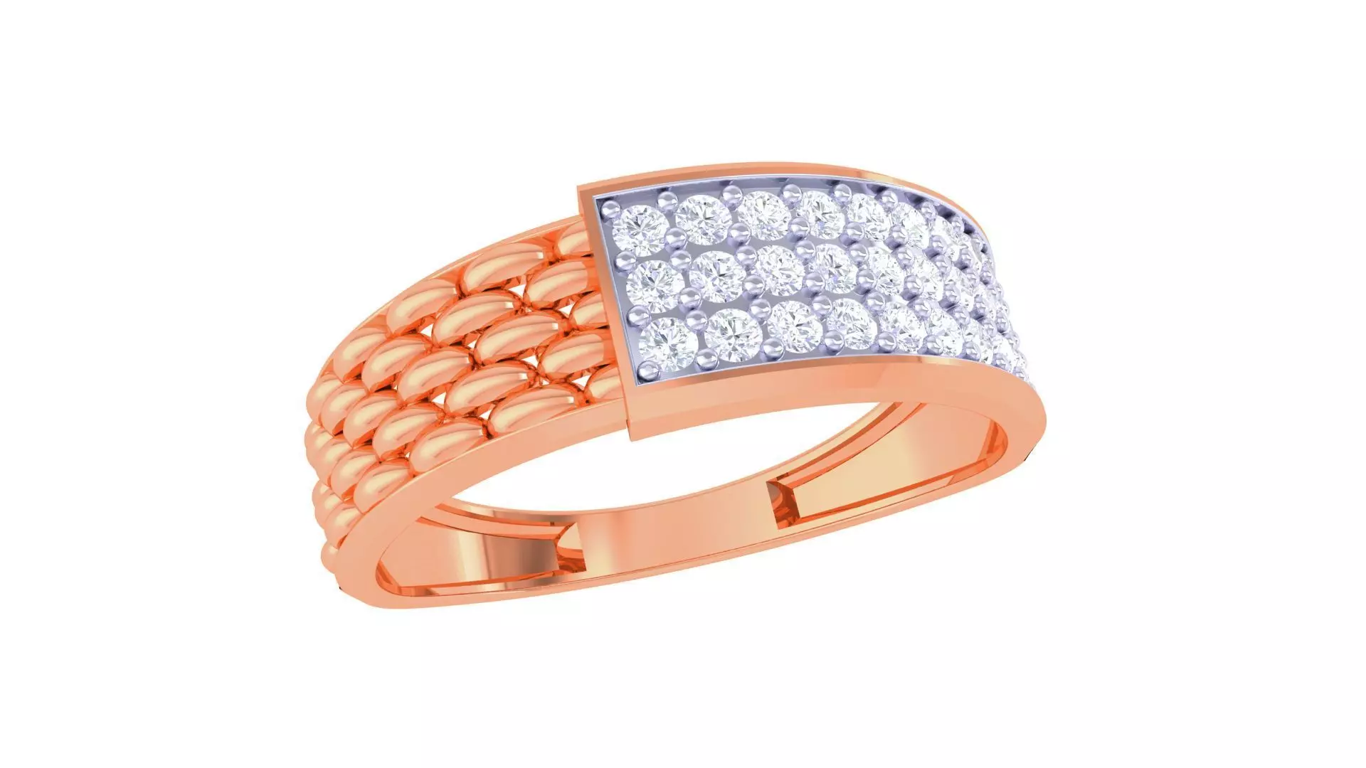 Woven Wires Men Groom Gents Diamond Ring 3dm stl obj mtl 3mf  3D print model_0