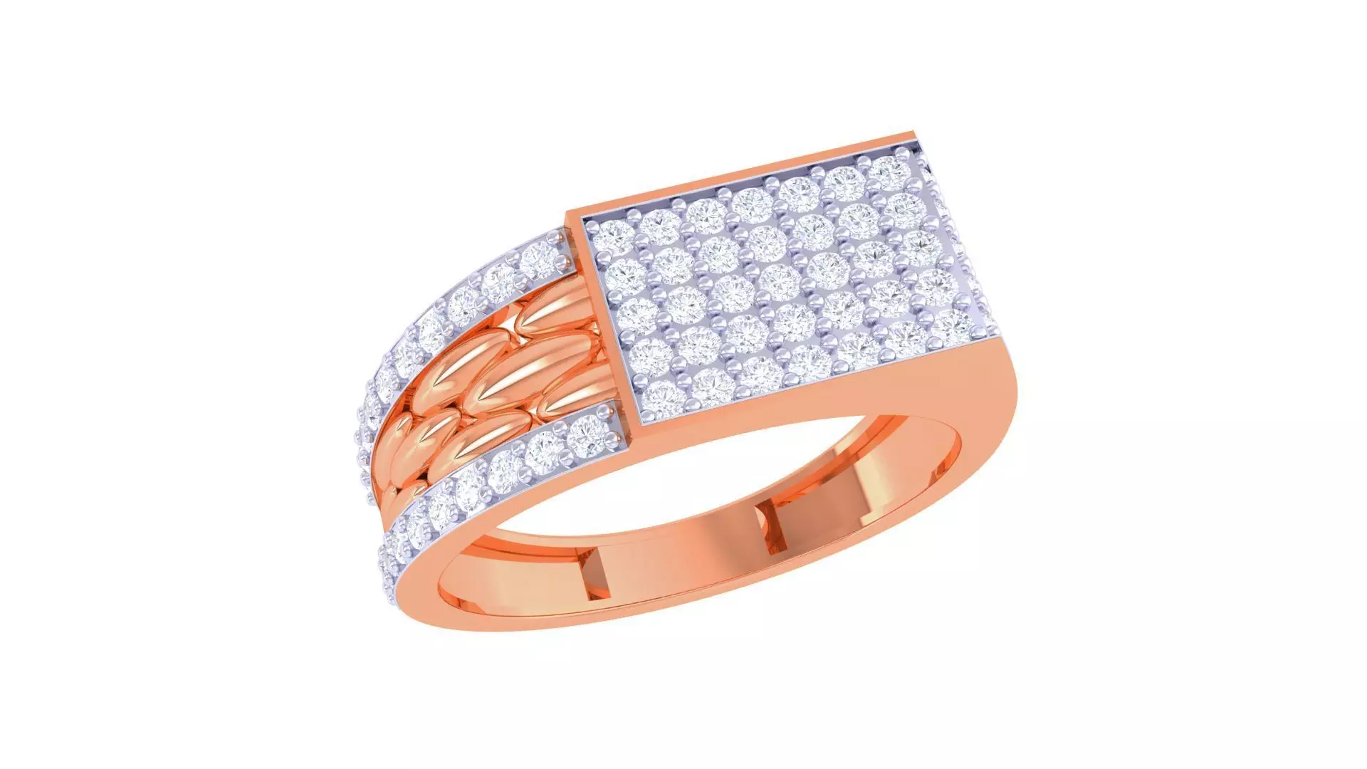 Woven Wires Men Groom Gents Diamond Ring 3dm stl obj mtl 3mf 3D print model_0