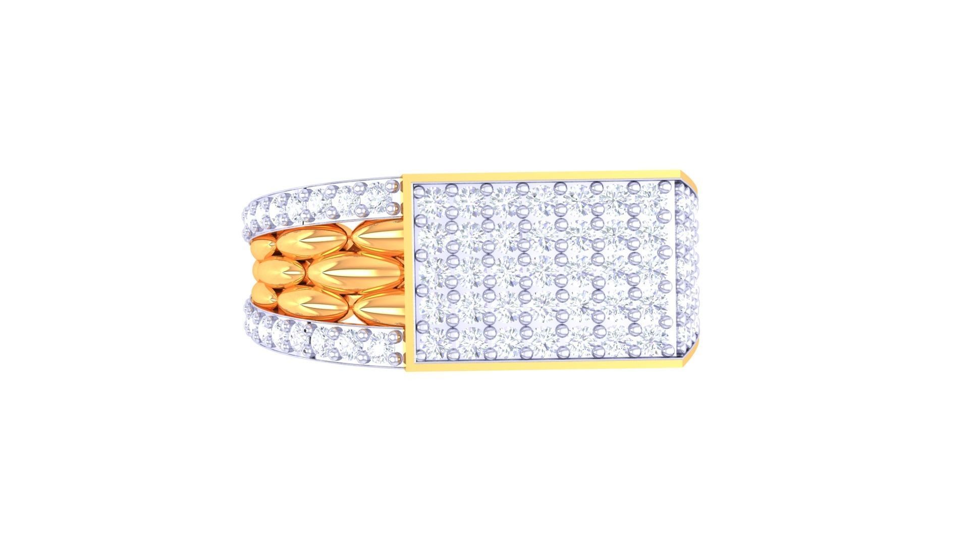 Woven Wires Men Groom Gents Diamond Ring 3dm stl obj mtl 3mf 3D print model_7