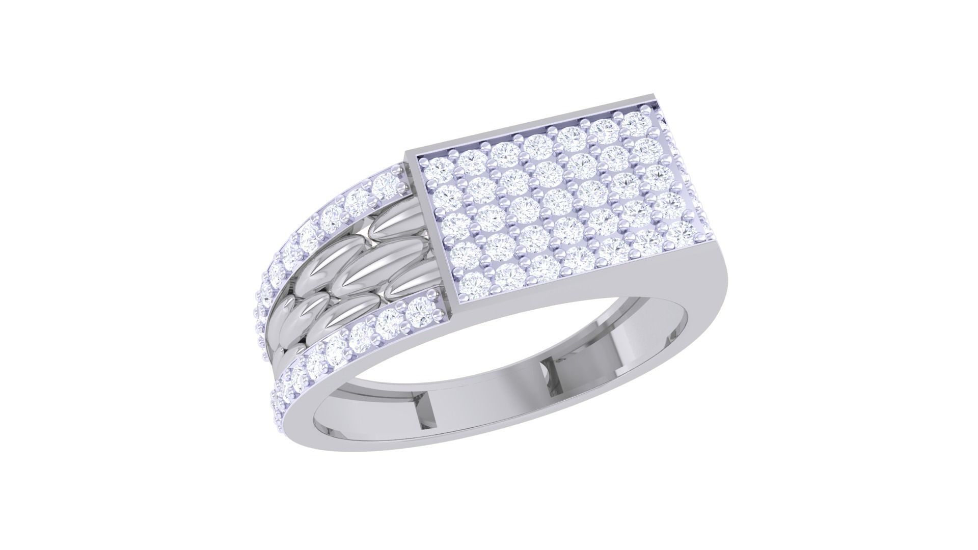 Woven Wires Men Groom Gents Diamond Ring 3dm stl obj mtl 3mf 3D print model_1