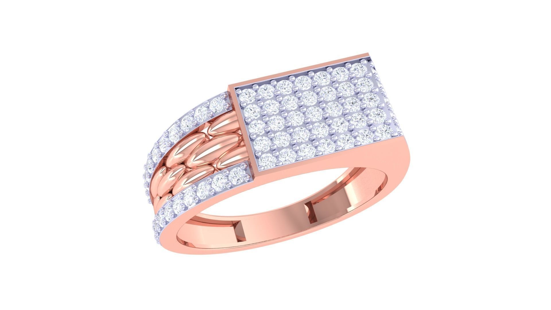 Woven Wires Men Groom Gents Diamond Ring 3dm stl obj mtl 3mf 3D print model_3