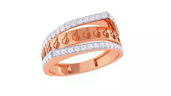 Thumps Up Men Groom Gents Diamond Ring 3dm stl obj mtl 3mf glb