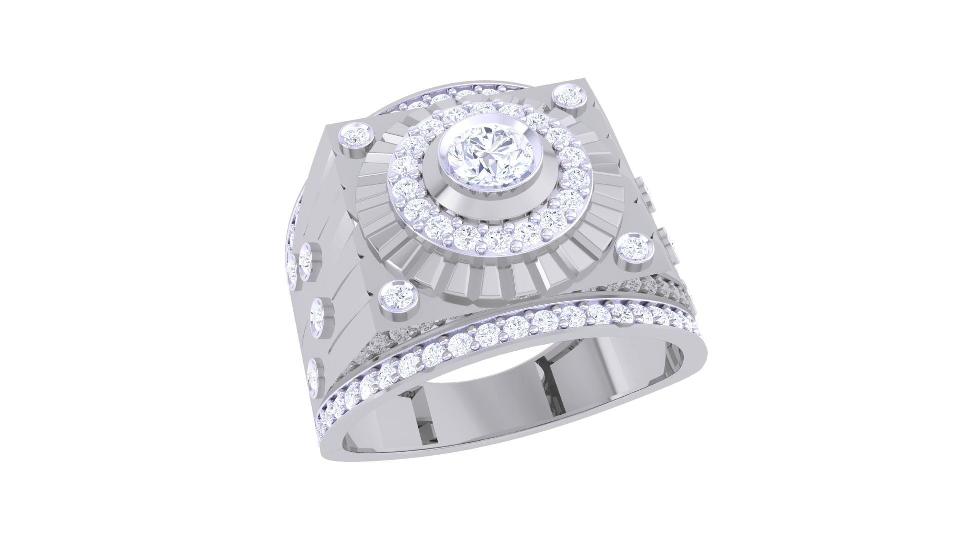 Solitaire Men Groom Gents Diamond Ring 3dm stl obj mtl 3mf  3D print model_1