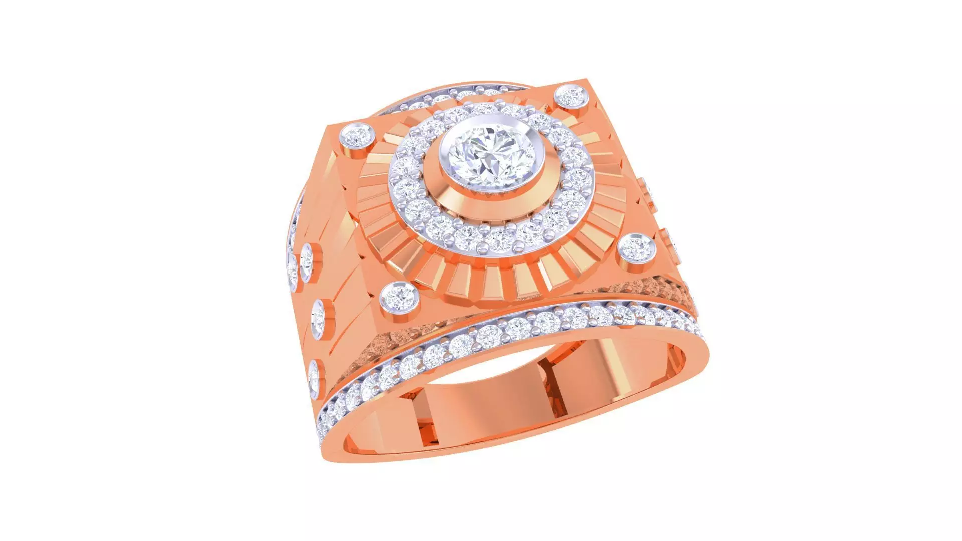 Solitaire Men Groom Gents Diamond Ring 3dm stl obj mtl 3mf  3D print model_0