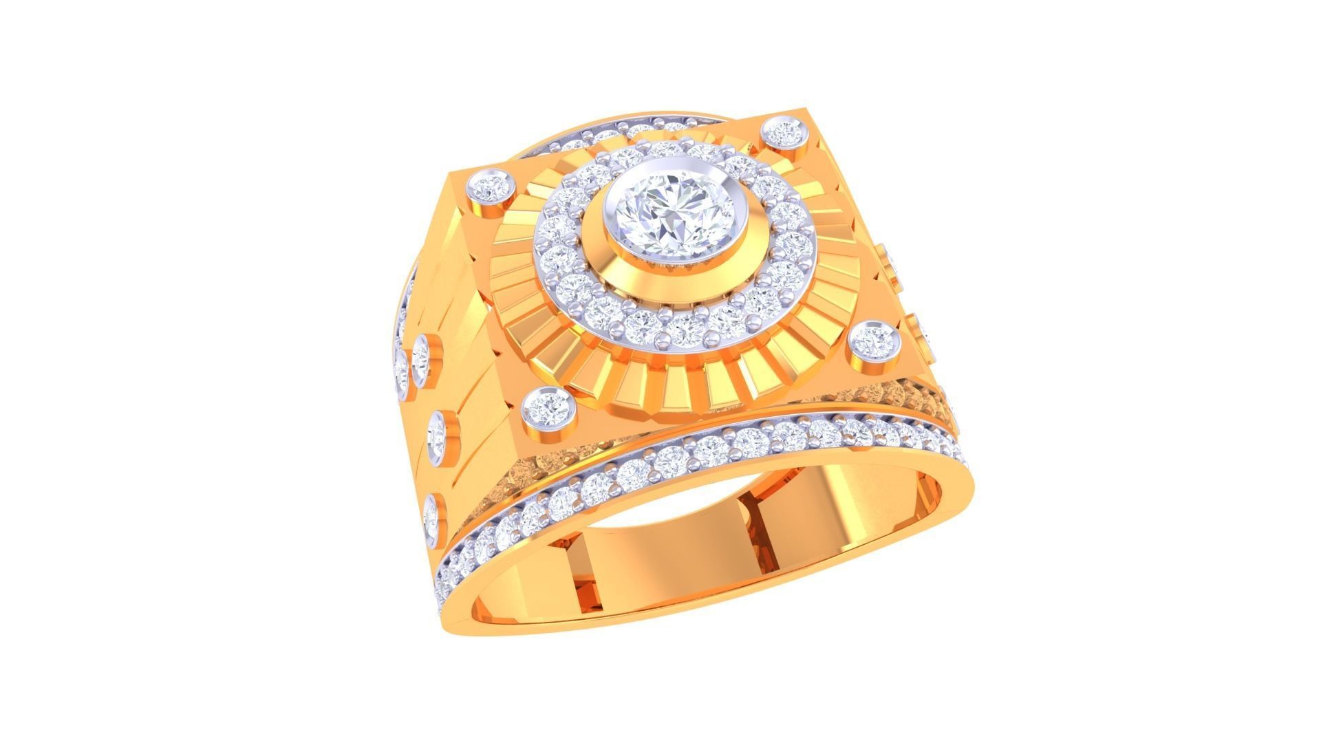 Solitaire Men Groom Gents Diamond Ring 3dm stl obj mtl 3mf  3D print model_2