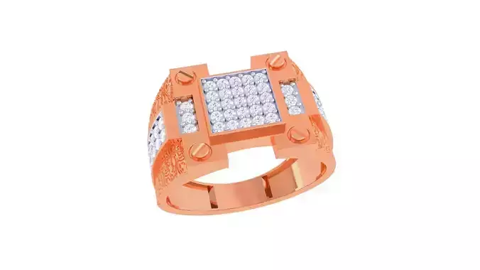 Screw Head Men Groom Gents Diamond Ring 3dm stl obj mtl 3mf glb