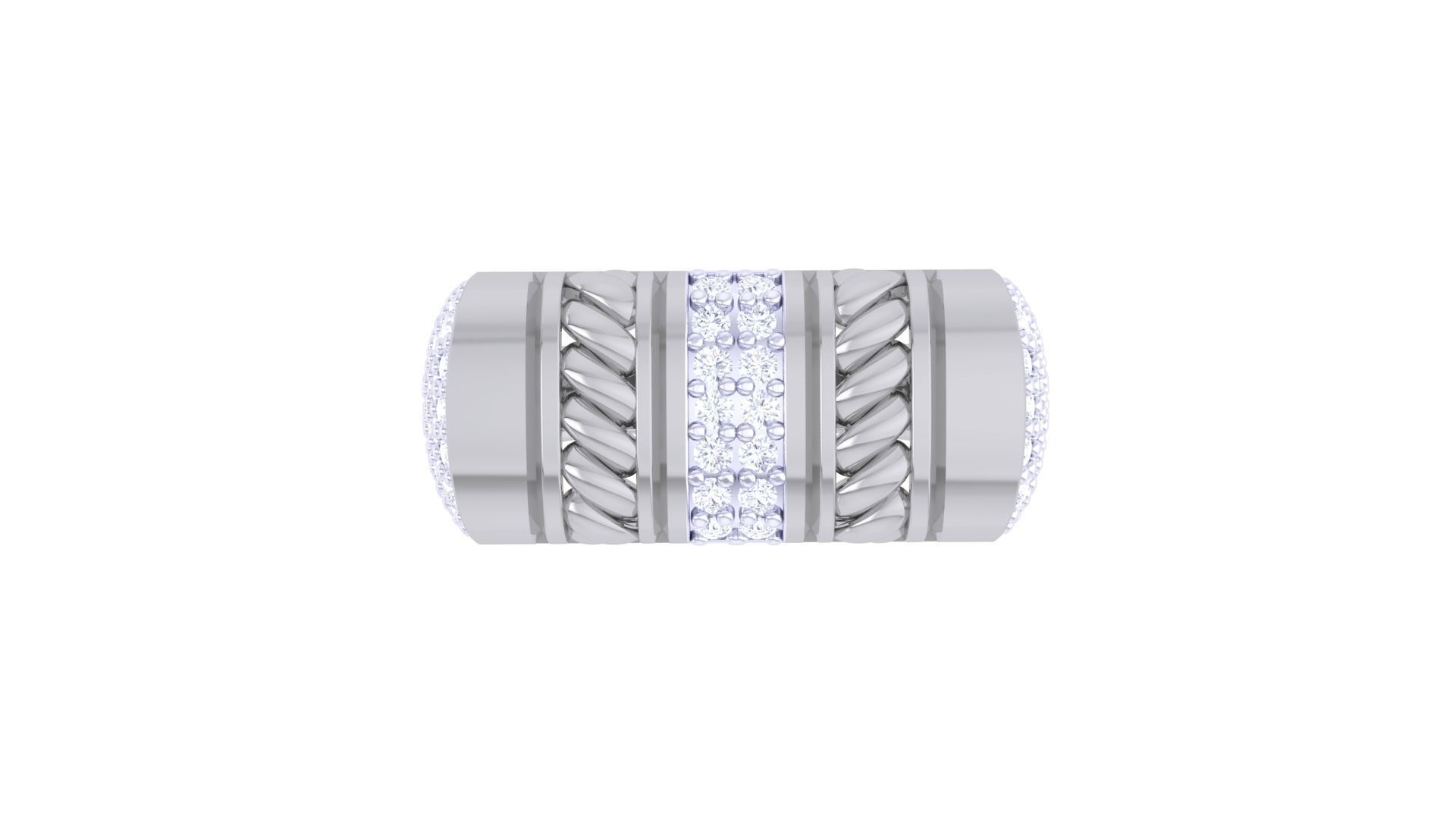 Woven Wire Men Groom Gents Diamond Ring 3dm stl obj mtl 3mf glb 3D print model_8