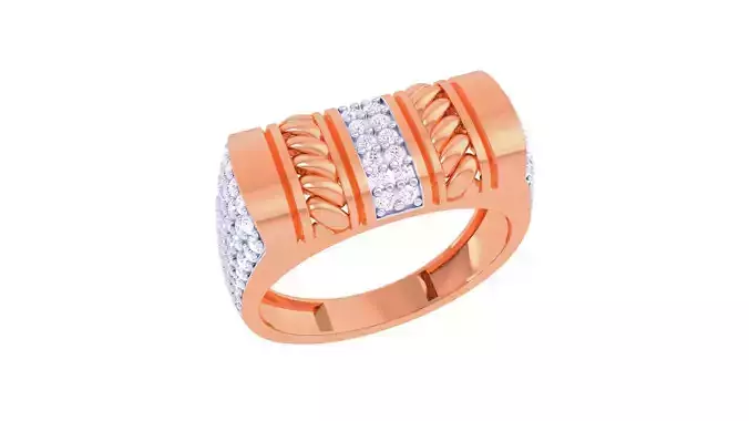 Woven Wire Men Groom Gents Diamond Ring 3dm stl obj mtl 3mf glb 3D print model