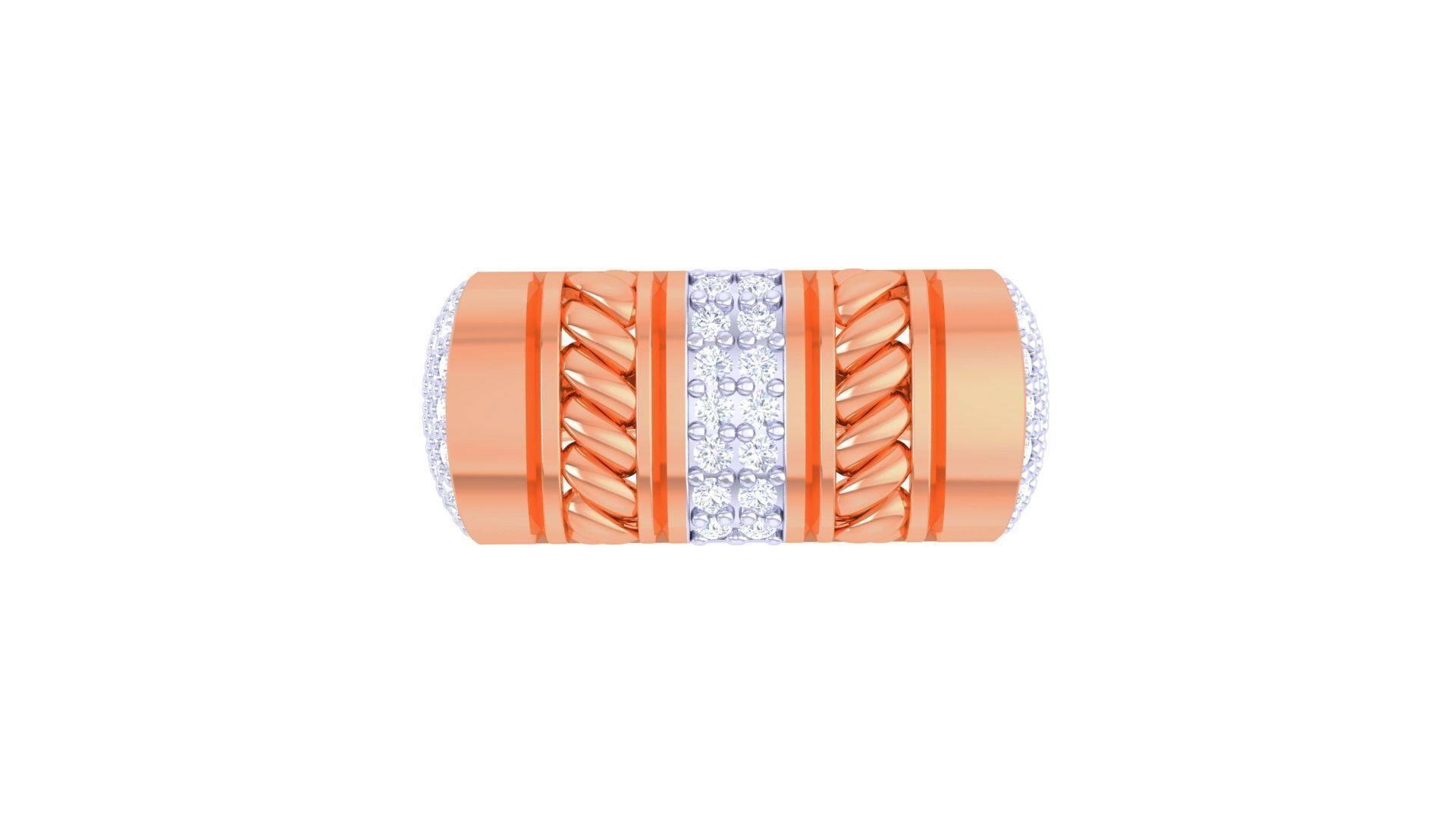 Woven Wire Men Groom Gents Diamond Ring 3dm stl obj mtl 3mf glb 3D print model_6