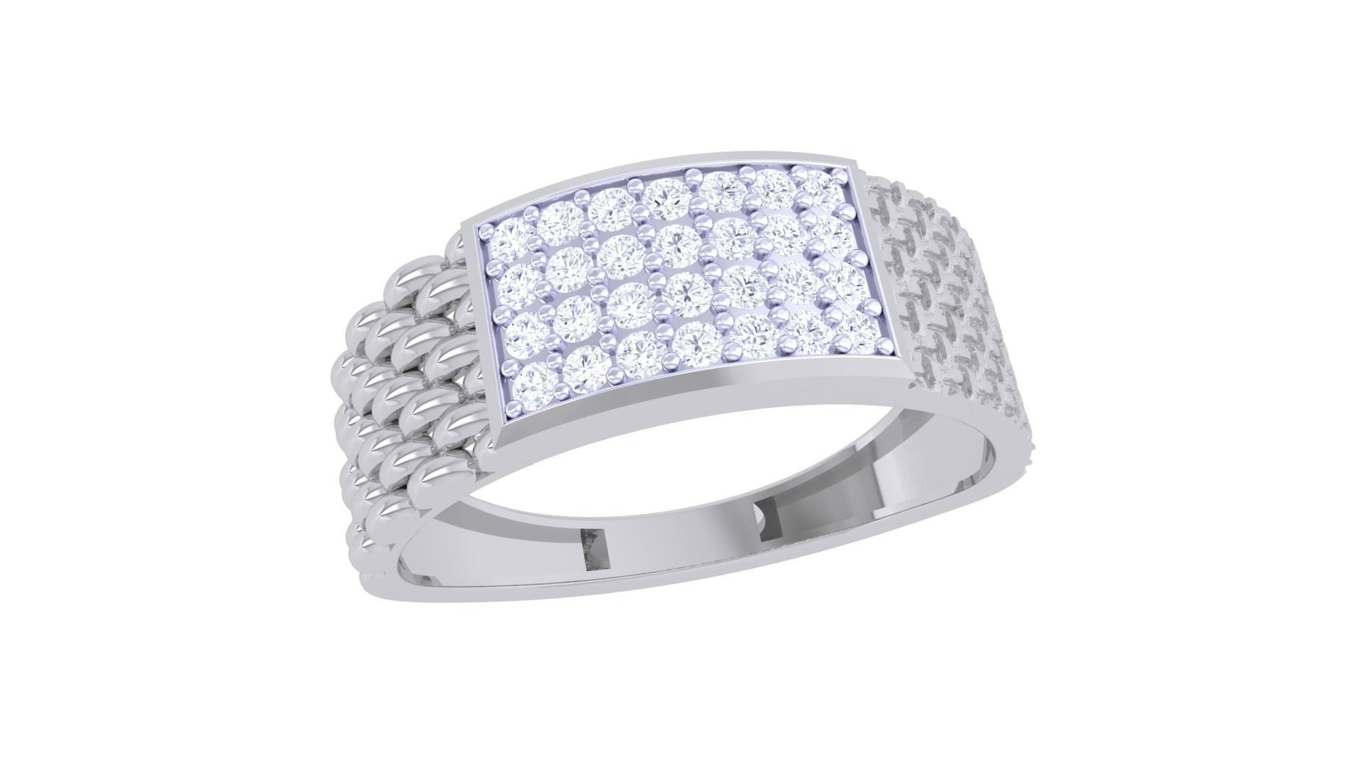 Woven Wire Men Groom Gents Diamond Ring 3dm stl obj mtl 3mf 3D print model_1