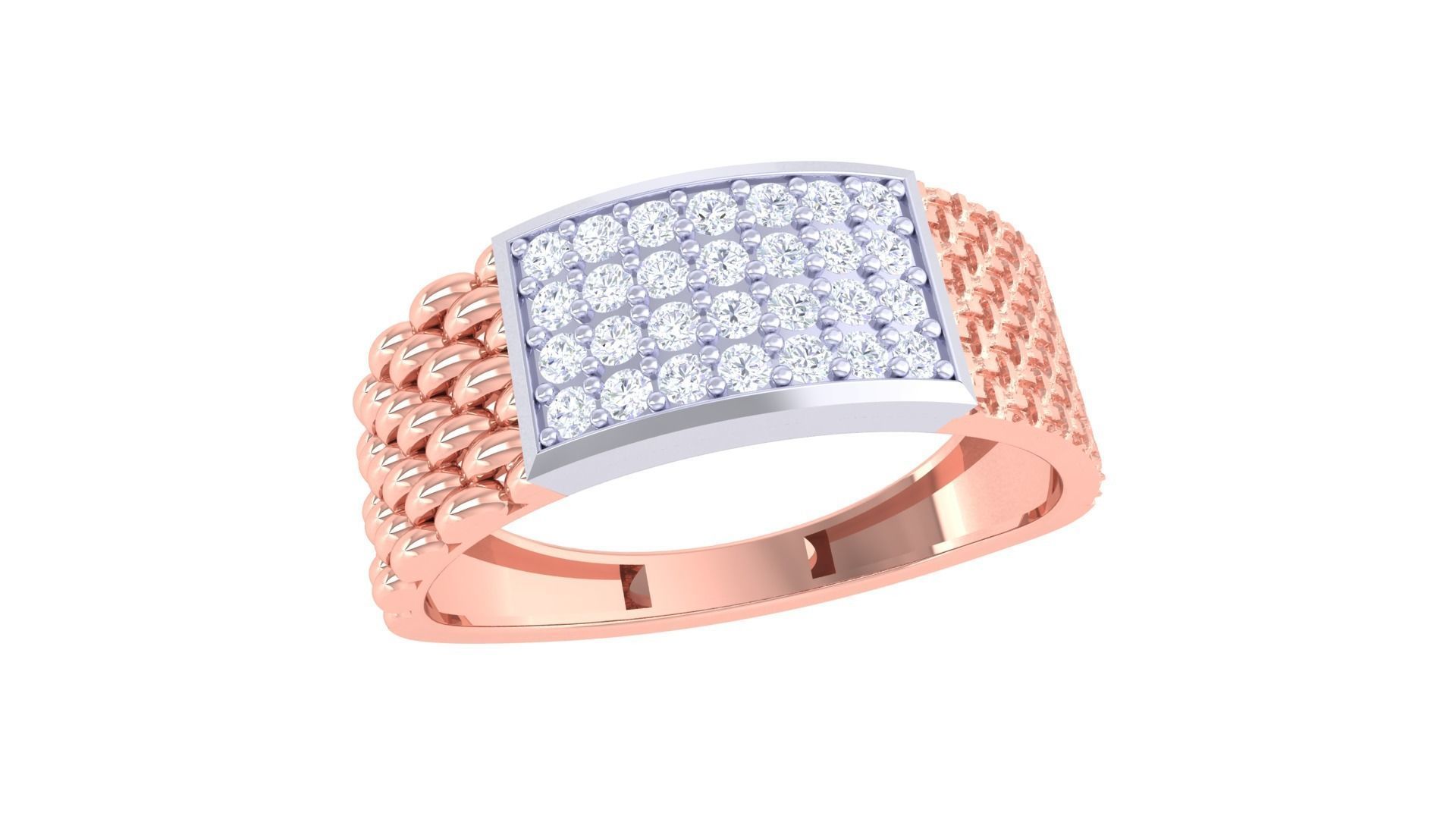 Woven Wire Men Groom Gents Diamond Ring 3dm stl obj mtl 3mf 3D print model_3