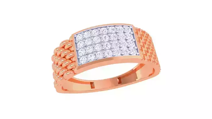 Woven Wire Men Groom Gents Diamond Ring 3dm stl obj mtl 3mf 3D print model