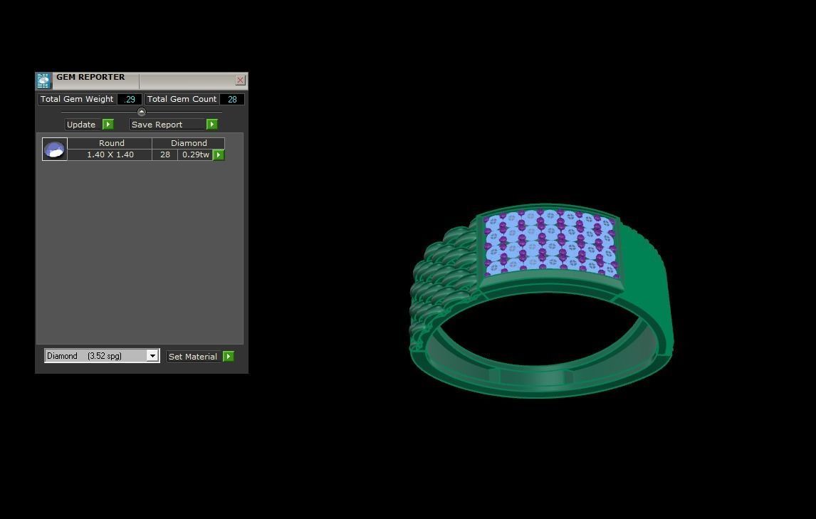 Woven Wire Men Groom Gents Diamond Ring 3dm stl obj mtl 3mf 3D print model_4