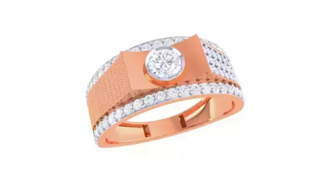 Solitaire Men Groom Gents Diamond Ring 3dm stl obj mtl 3mf 3D print model