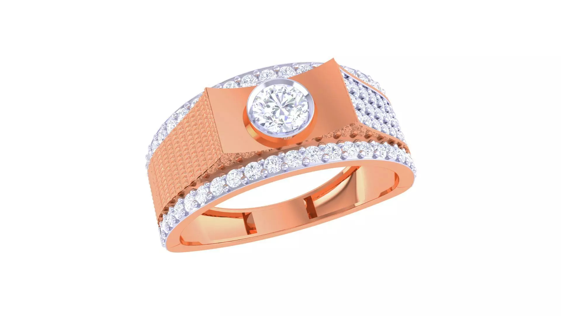 Solitaire Men Groom Gents Diamond Ring 3dm stl obj mtl 3mf 3D print model_0