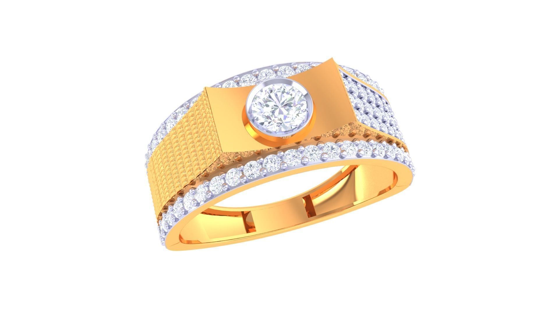 Solitaire Men Groom Gents Diamond Ring 3dm stl obj mtl 3mf 3D print model_2