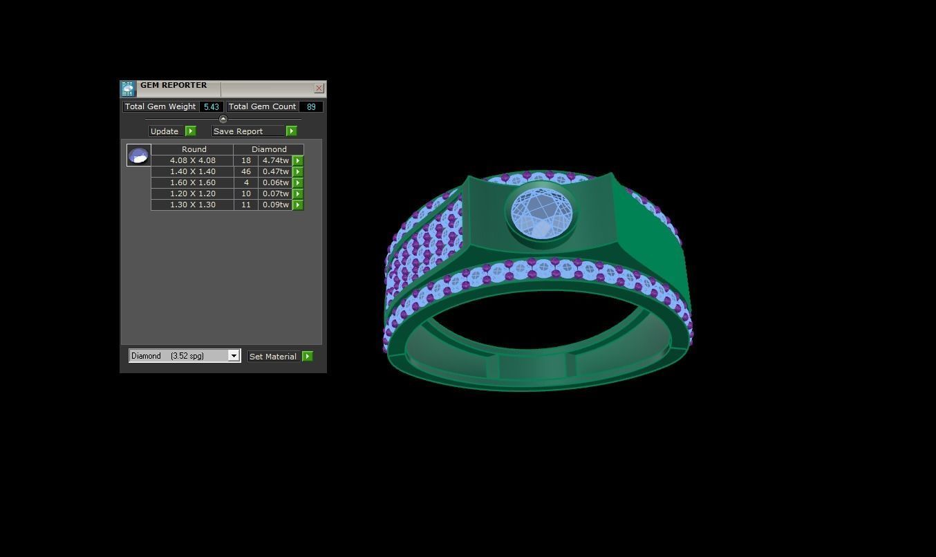 Solitaire Men Groom Gents Diamond Ring 3dm stl obj mtl 3mf 3D print model_5