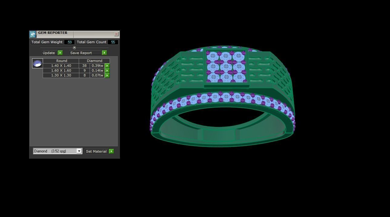 Men Groom Gents Diamond Ring 3dm stl obj mtl 3mf glb gltf 3D print model_5