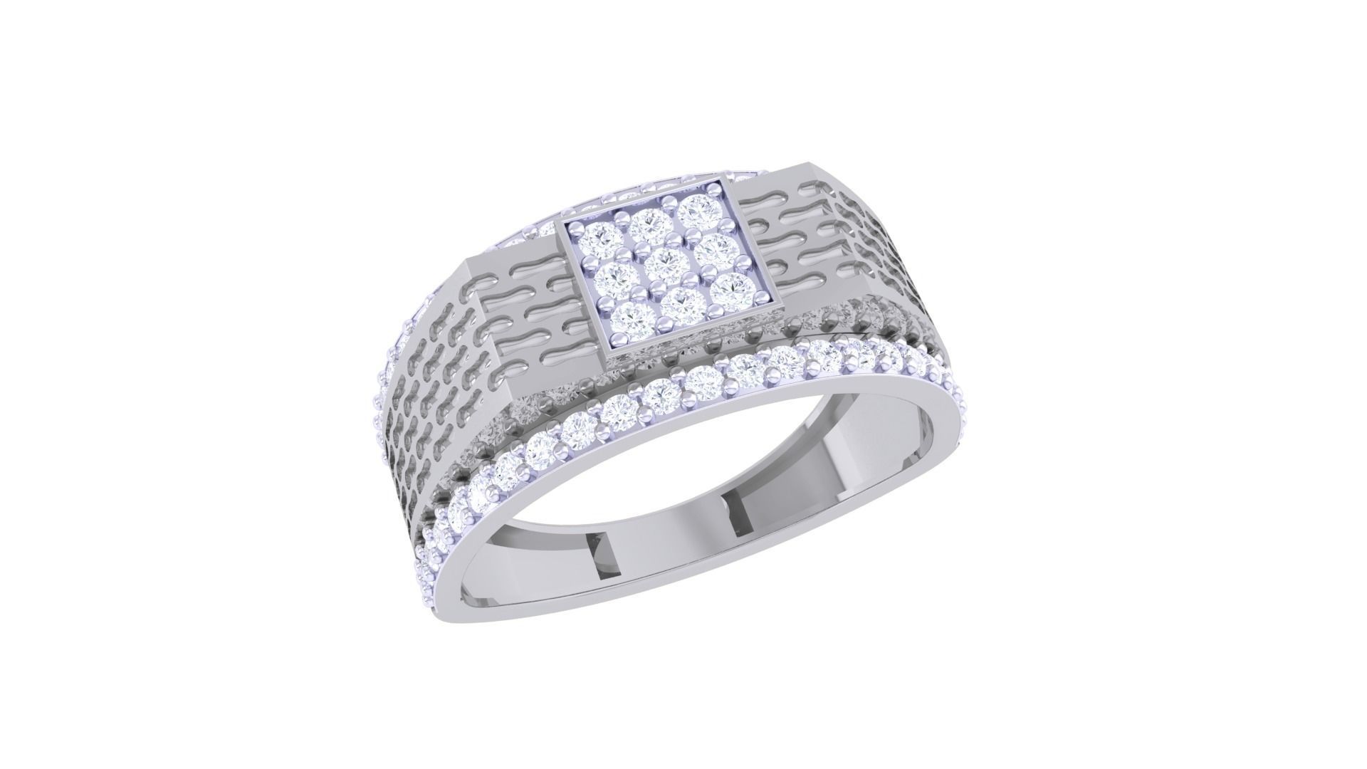 Men Groom Gents Diamond Ring 3dm stl obj mtl 3mf glb gltf 3D print model_1