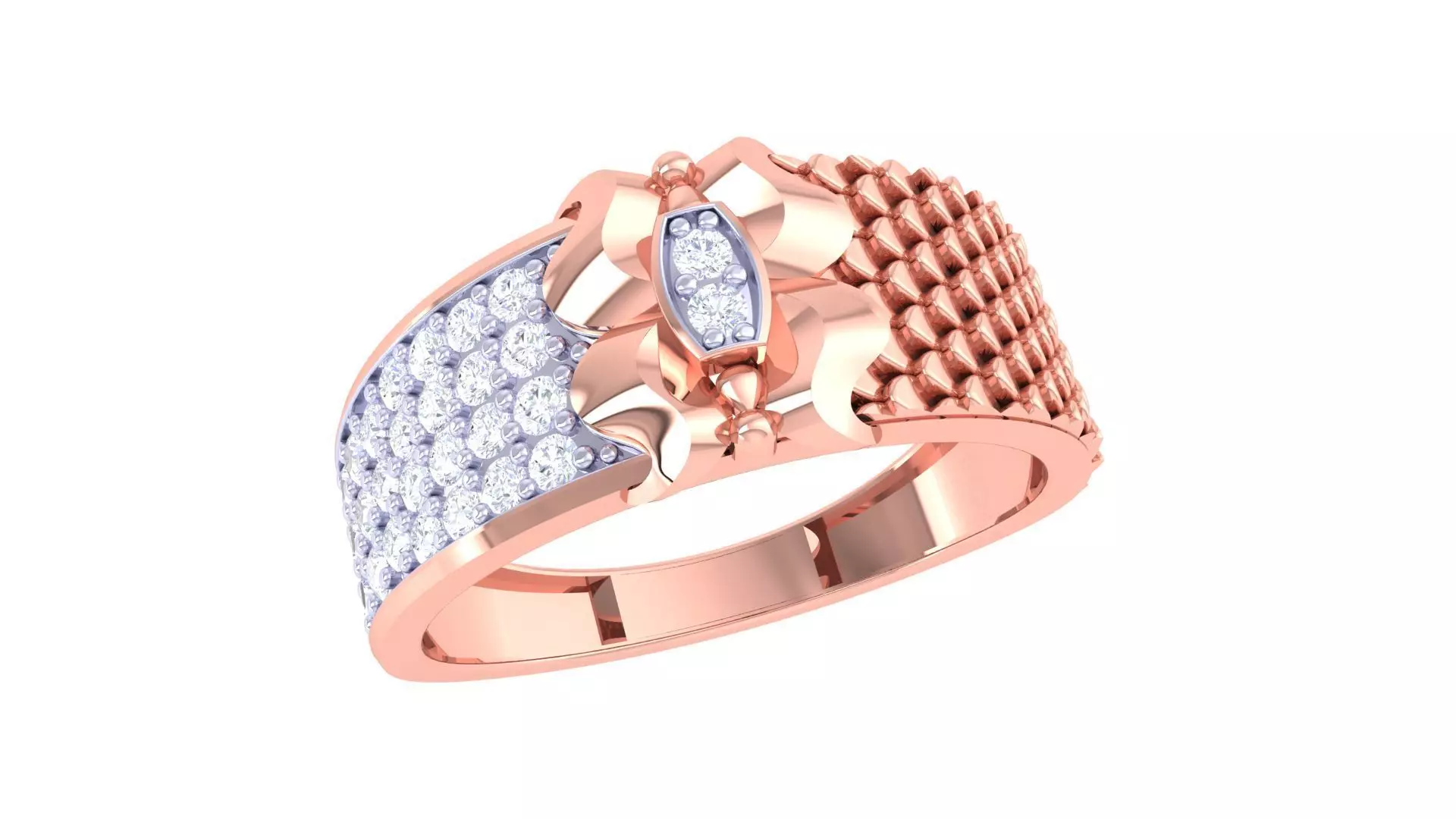 Butterfly Mens Groom Gents Diamond Band Ring 3dm stl obj mtl  3D print model_0