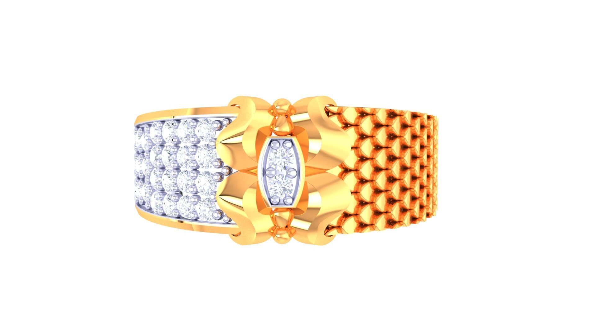 Butterfly Mens Groom Gents Diamond Band Ring 3dm stl obj mtl  3D print model_6