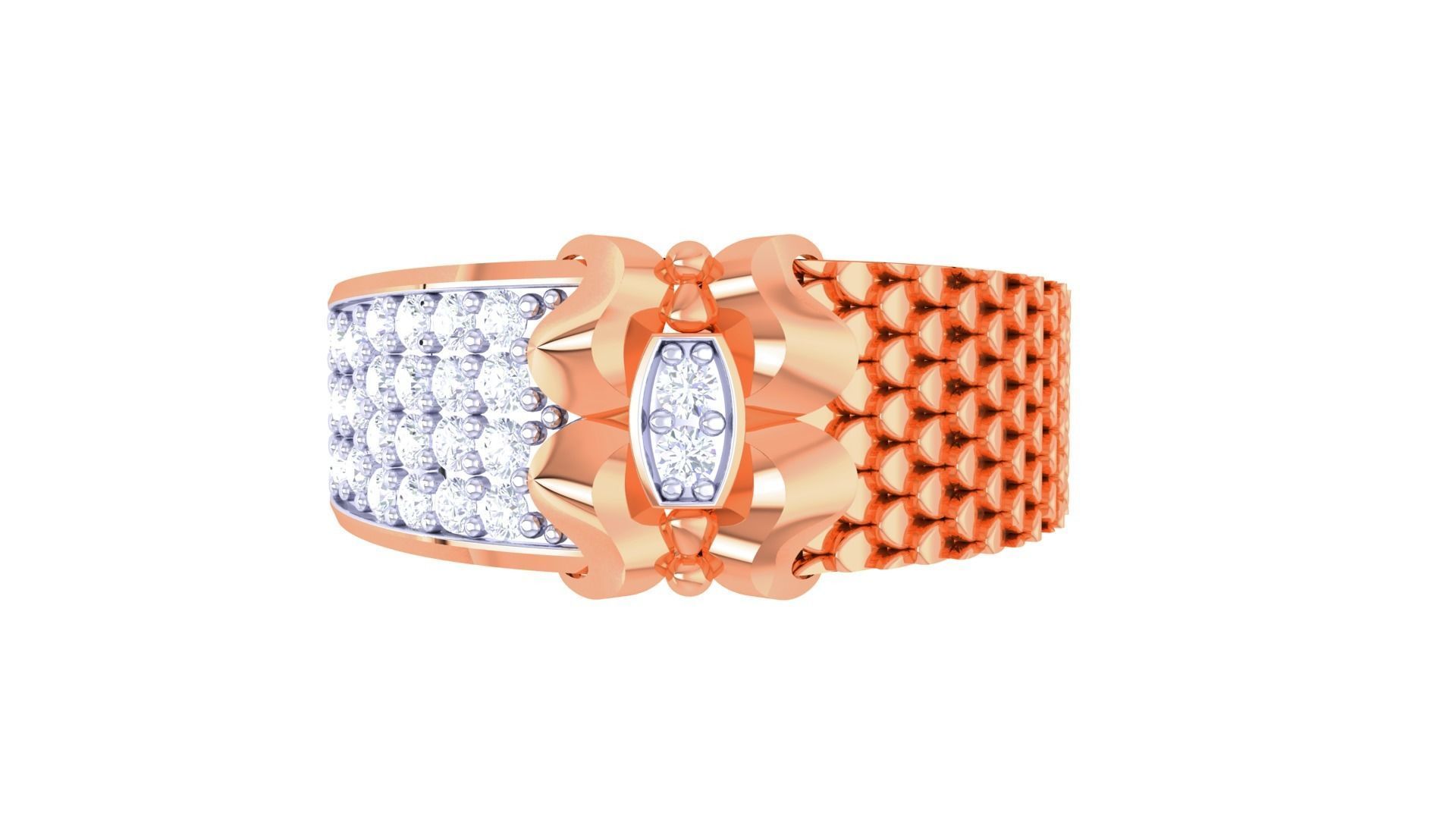 Butterfly Mens Groom Gents Diamond Band Ring 3dm stl obj mtl  3D print model_8