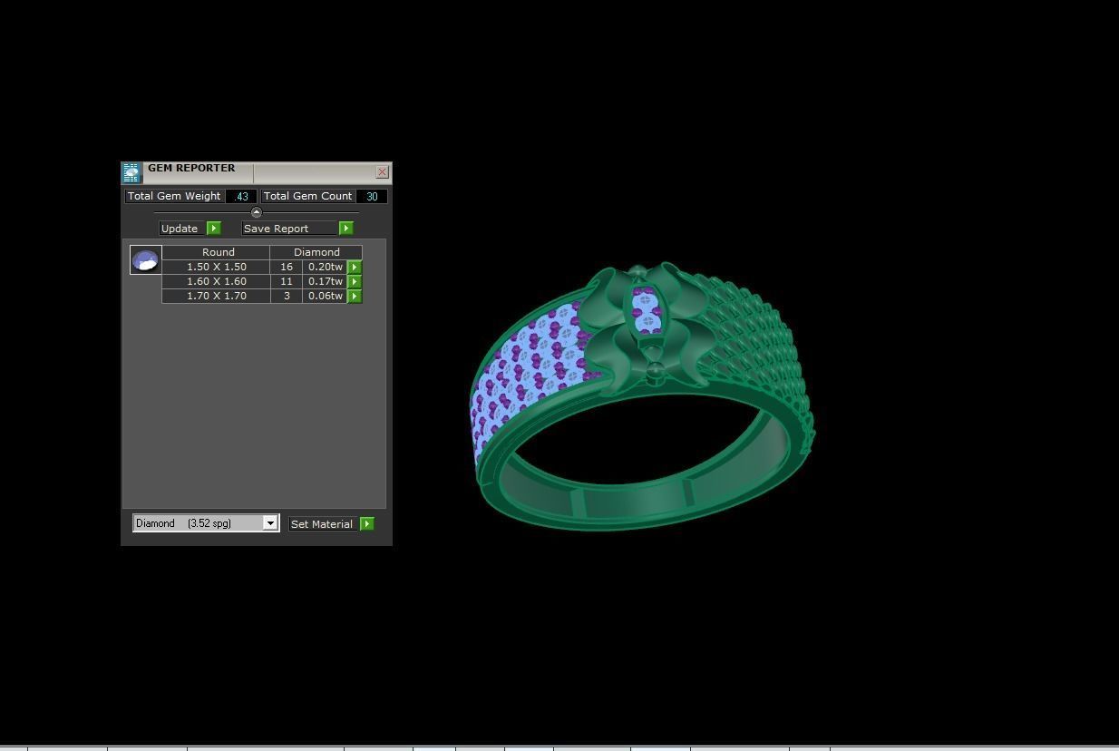 Butterfly Mens Groom Gents Diamond Band Ring 3dm stl obj mtl  3D print model_2