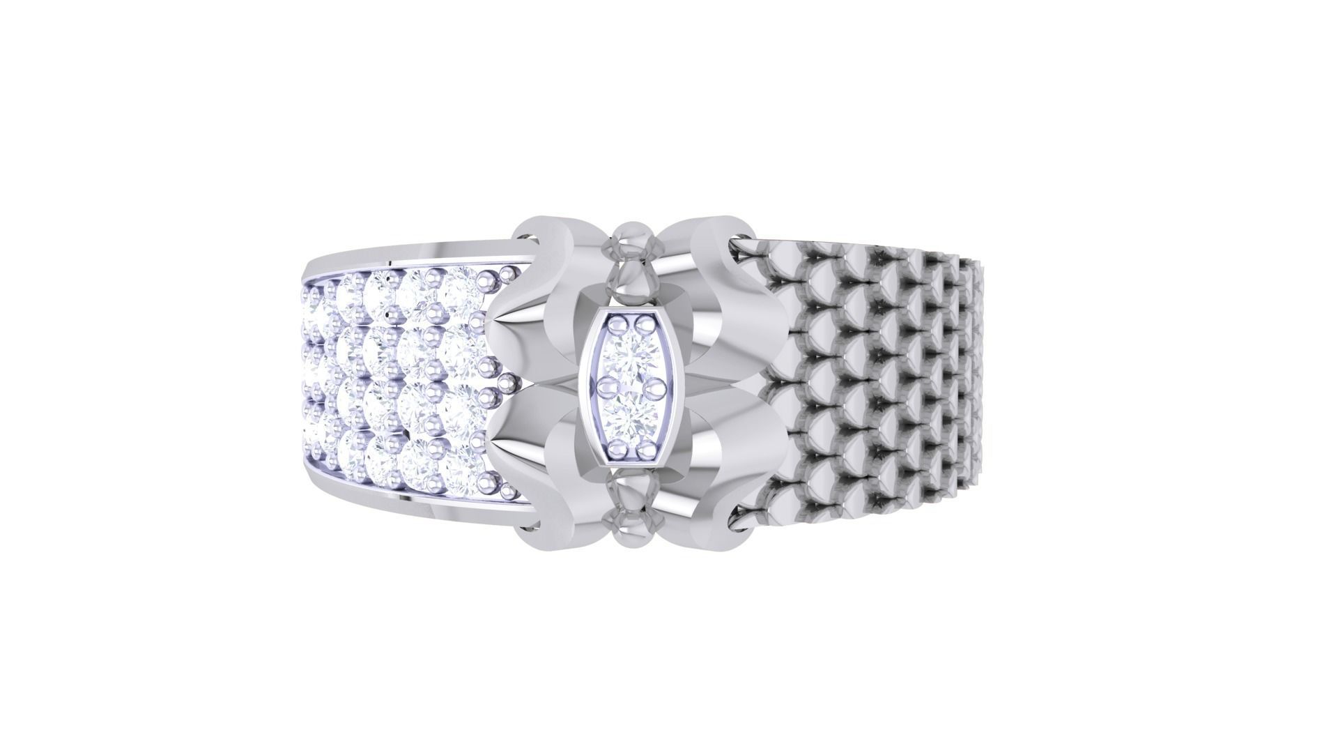 Butterfly Mens Groom Gents Diamond Band Ring 3dm stl obj mtl  3D print model_7