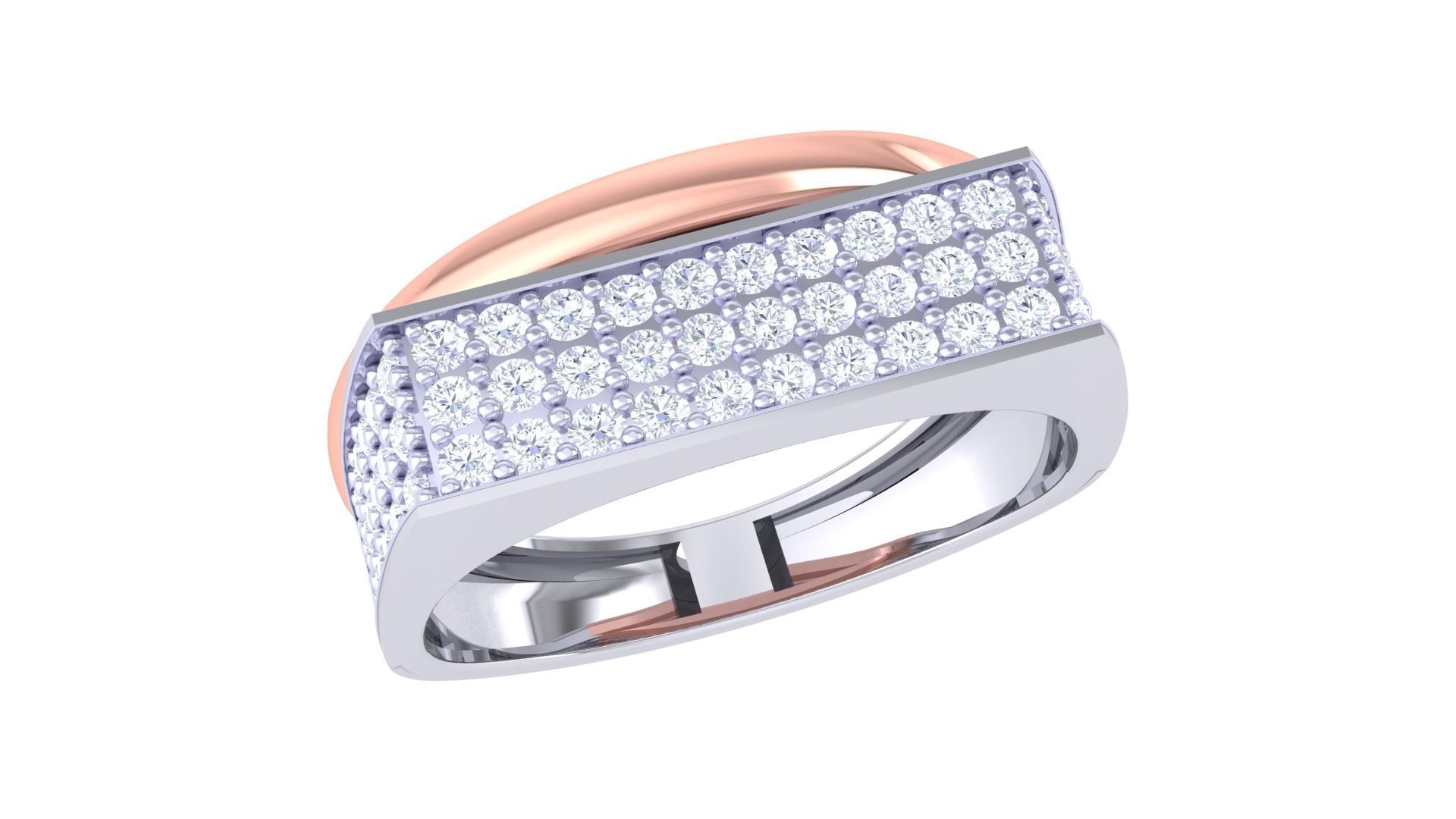 Diamond Head Men Groom Gents Diamond Ring 3dm stl obj mtl 3mf  3D print model_3