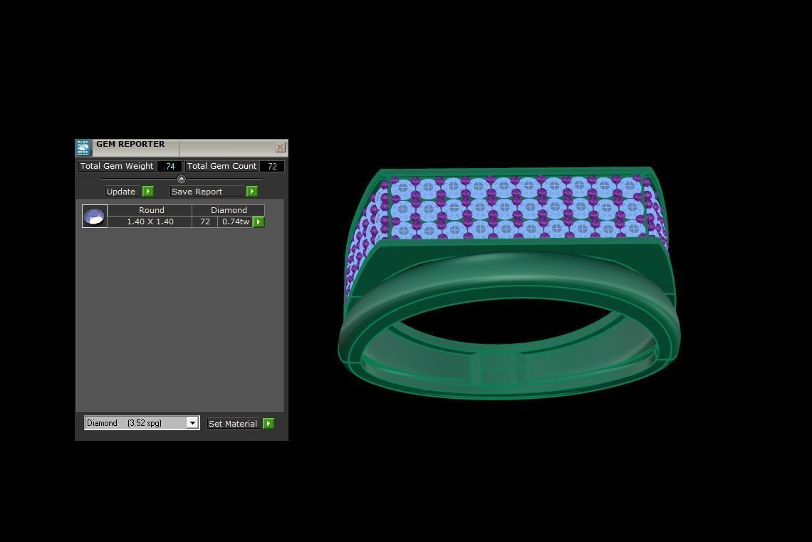 Diamond Head Men Groom Gents Diamond Ring 3dm stl obj mtl 3mf  3D print model_5