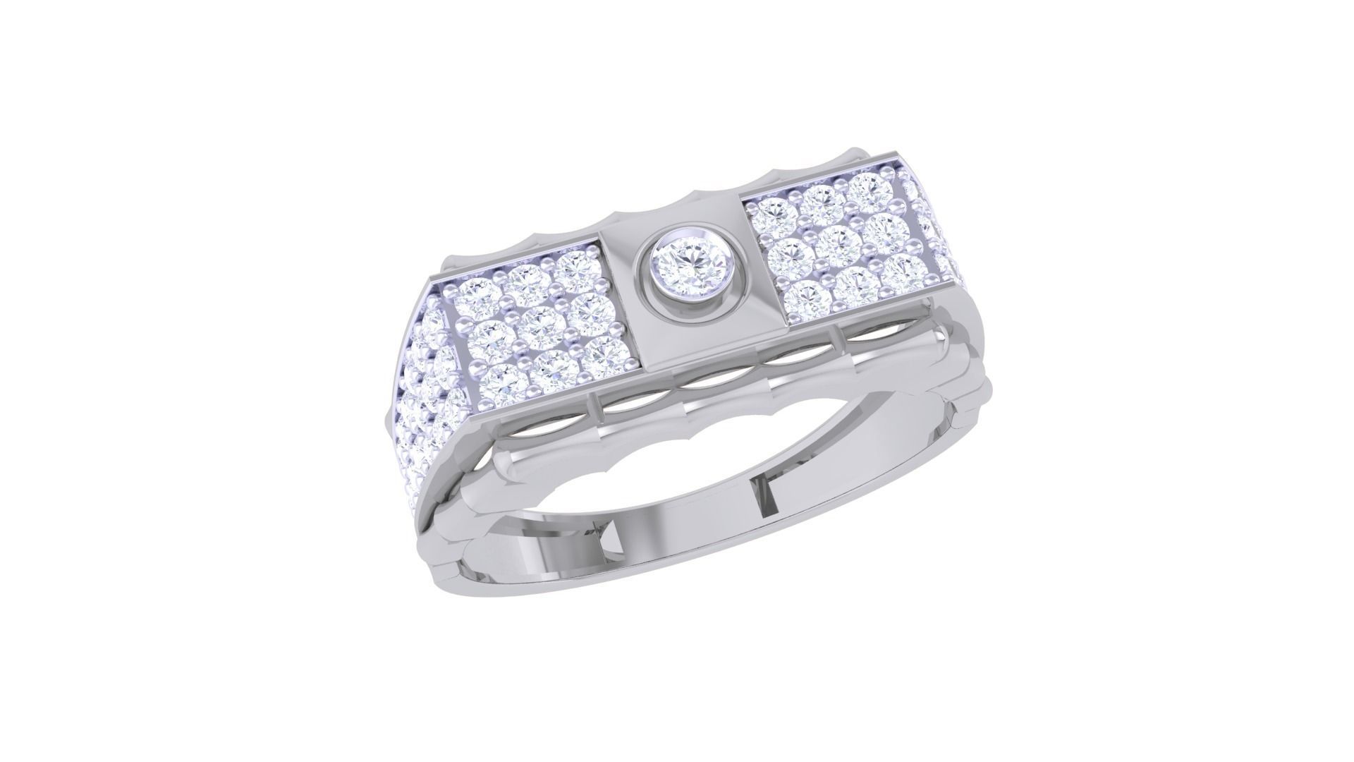 Solitaire Men Groom Gents Diamond Ring 3dm stl obj mtl 3mf glb  3D print model_1