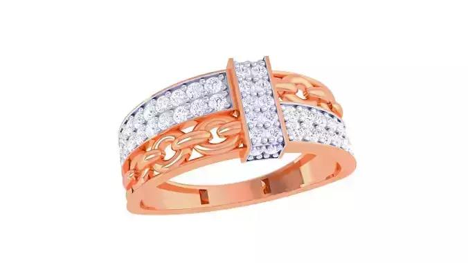 Chain Style Men Groom Gents Diamond Ring 3dm stl obj mtl 3mf 3D print model
