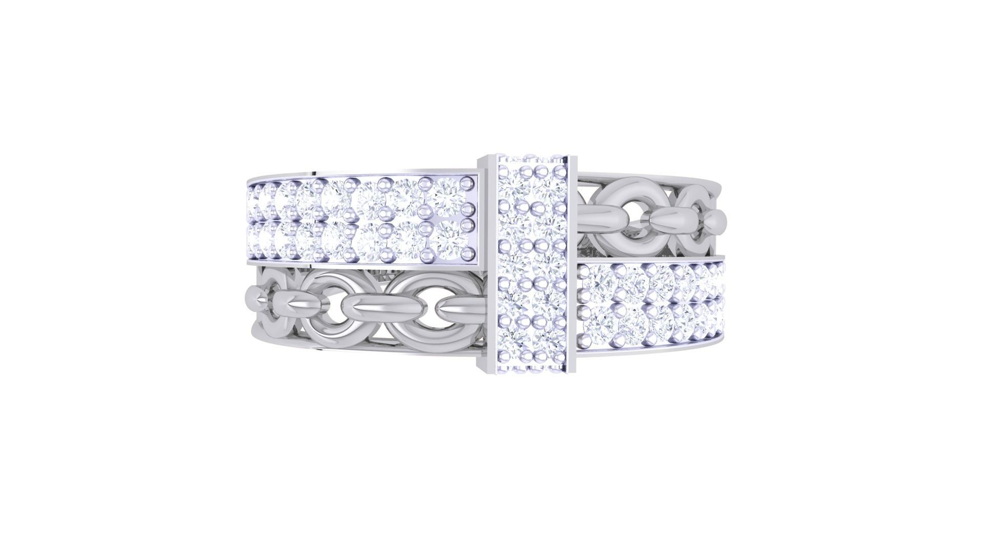 Chain Style Men Groom Gents Diamond Ring 3dm stl obj mtl 3mf 3D print model_8