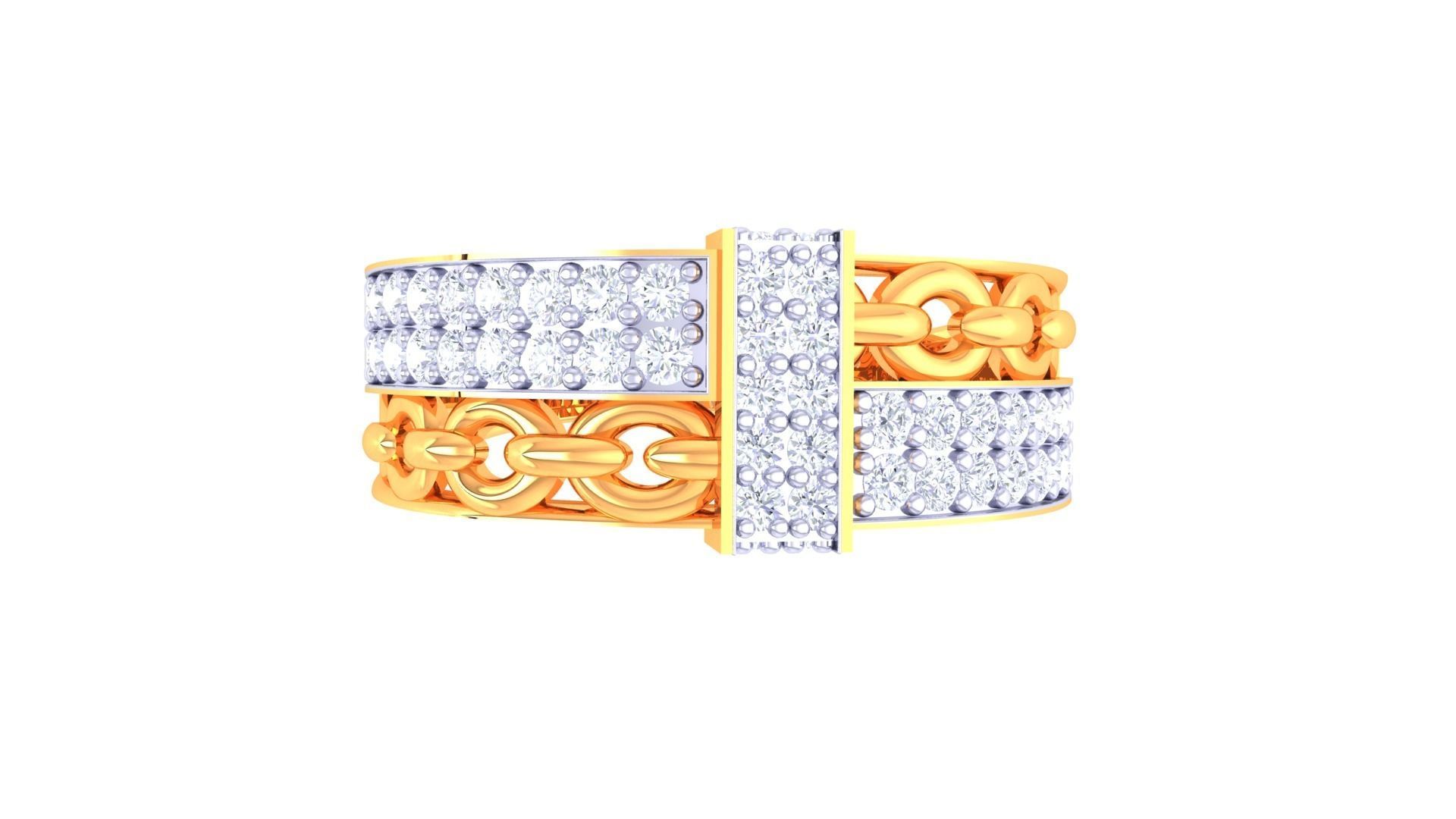 Chain Style Men Groom Gents Diamond Ring 3dm stl obj mtl 3mf 3D print model_6