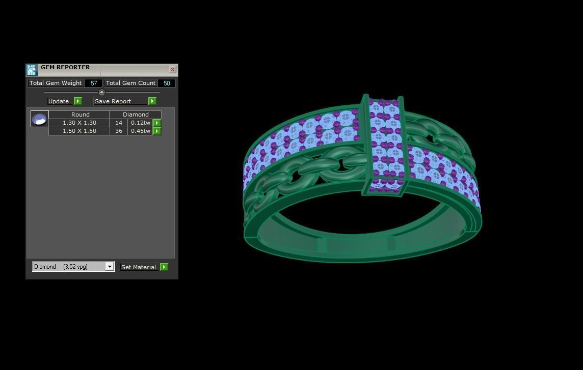 Chain Style Men Groom Gents Diamond Ring 3dm stl obj mtl 3mf 3D print model_5