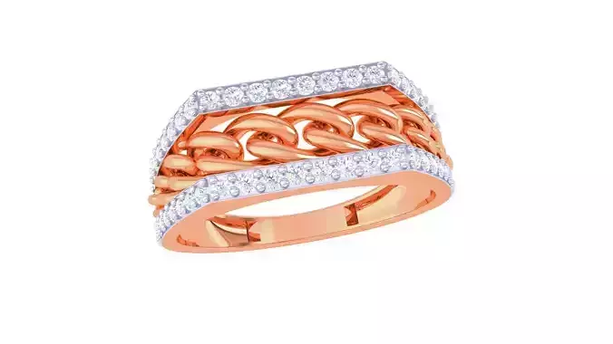 Chain Link Men Groom Gents Diamond Ring 3dm stl obj mtl 3mf  3D print model