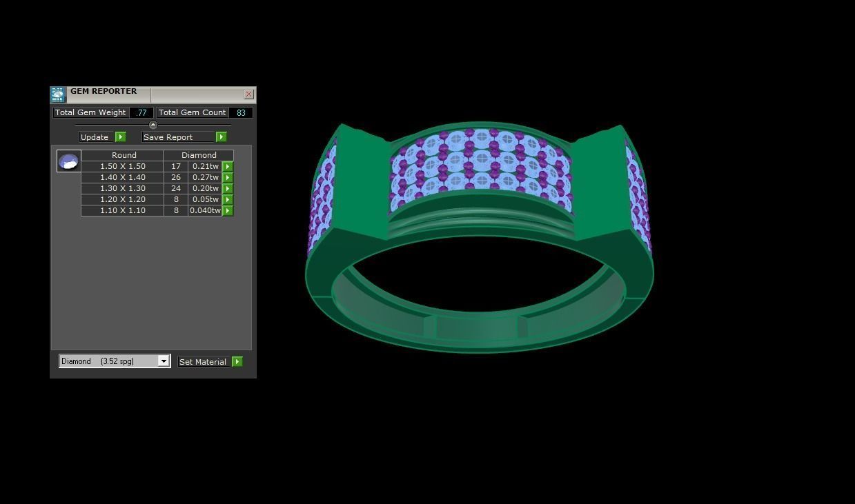 Men Groom Gents Diamond Ring 3dm stl obj mtl 3mf glb gltf 3D print model_5