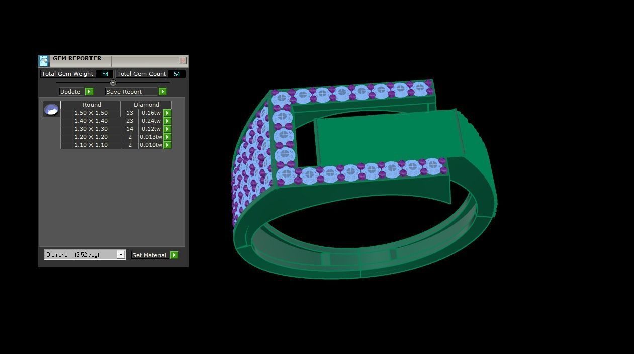 Men Groom Gents Diamond Ring 3dm stl obj mtl 3mf glb gltf 3D print model_5