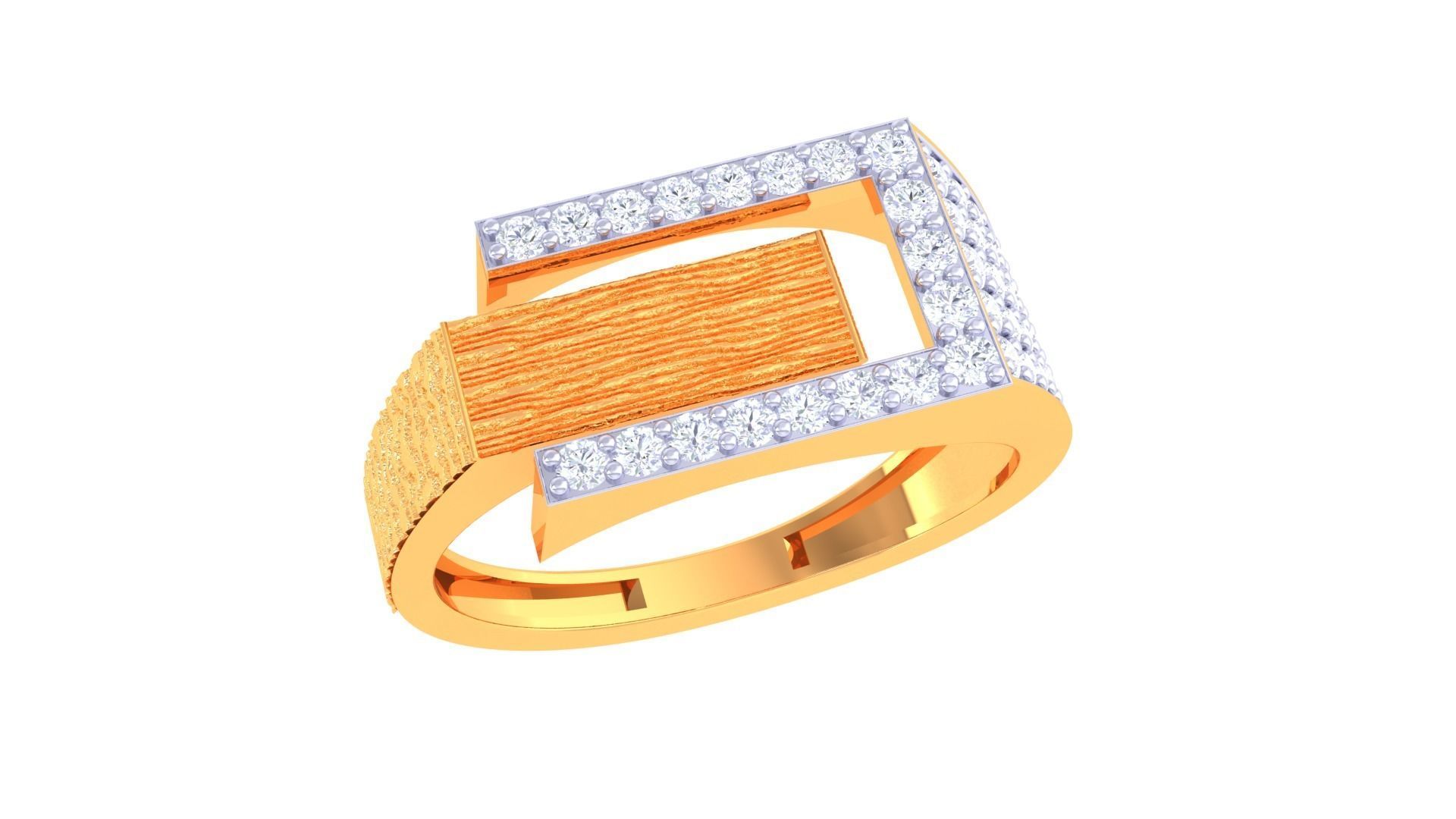 Men Groom Gents Diamond Ring 3dm stl obj mtl 3mf glb gltf 3D print model_2