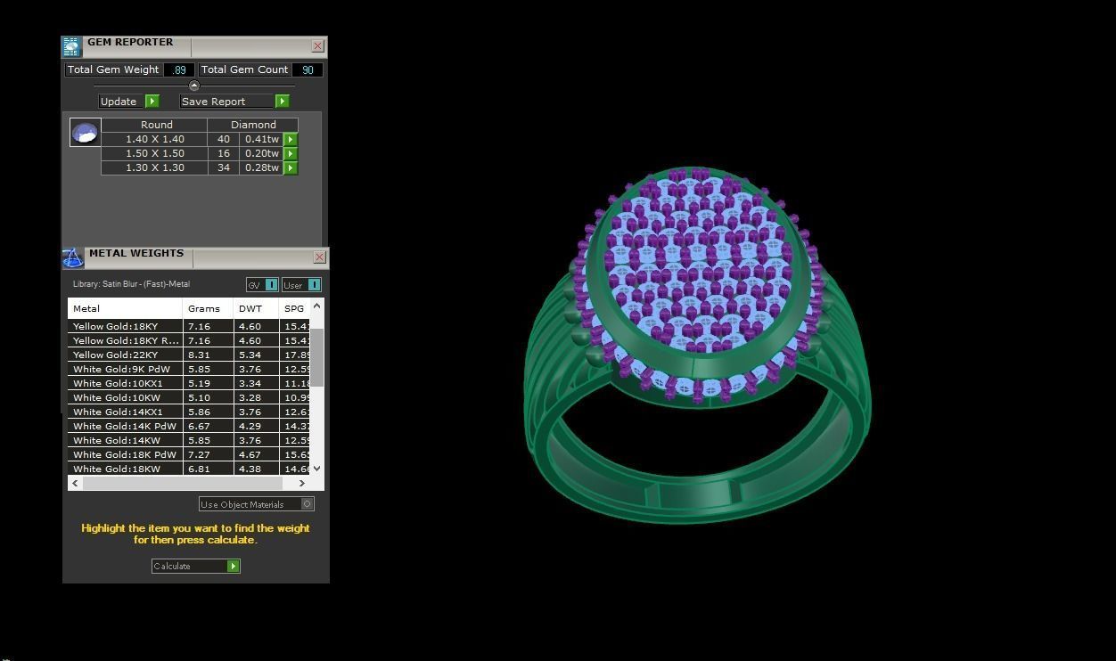 Diamond Head Men Groom Gents Ring 3dm stl obj mtl 3mf  3D print model_4