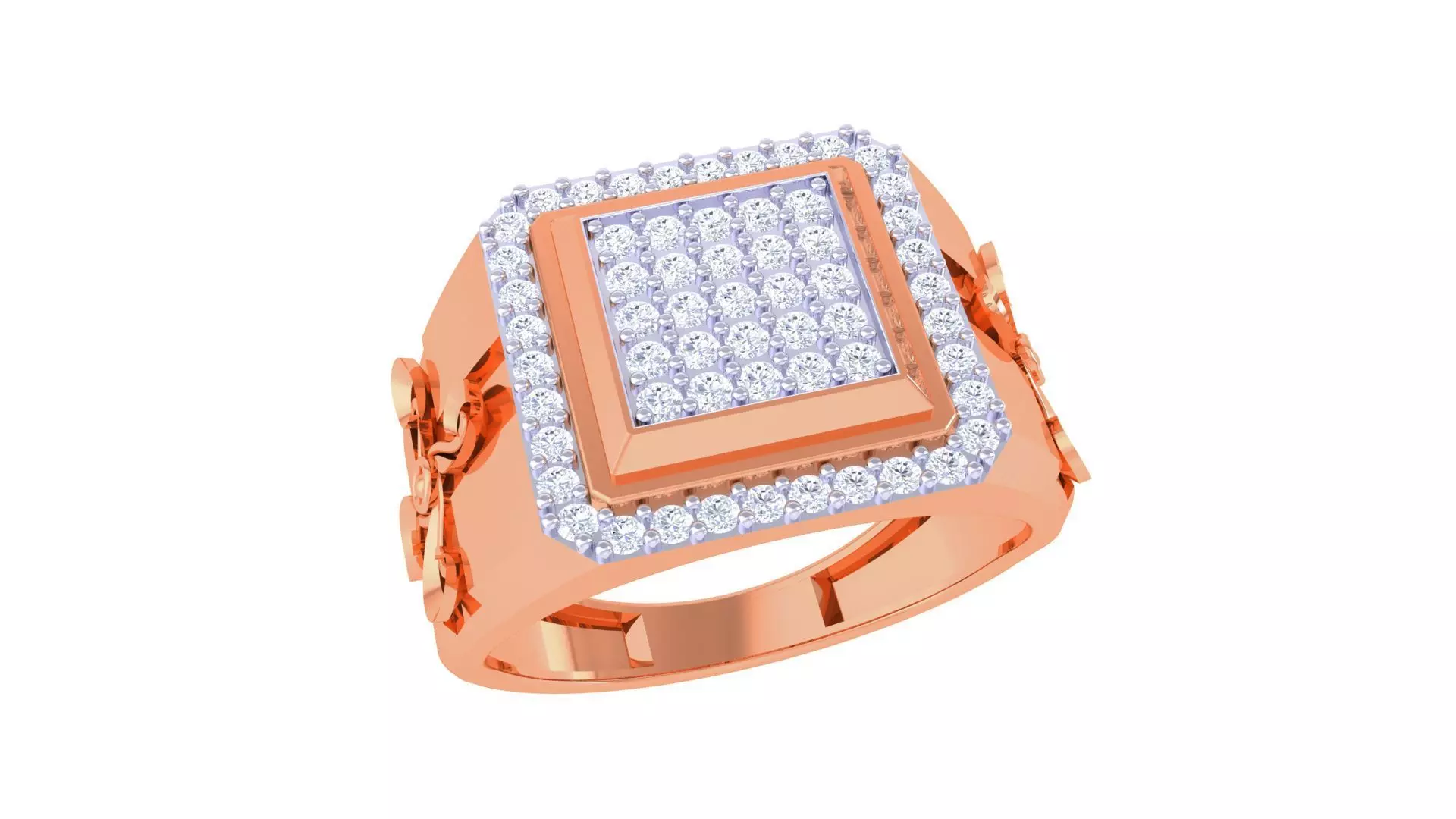 Diamond Head Men Groom Gents Diamond Ring 3dm stl obj mtl 3mf  3D print model_0