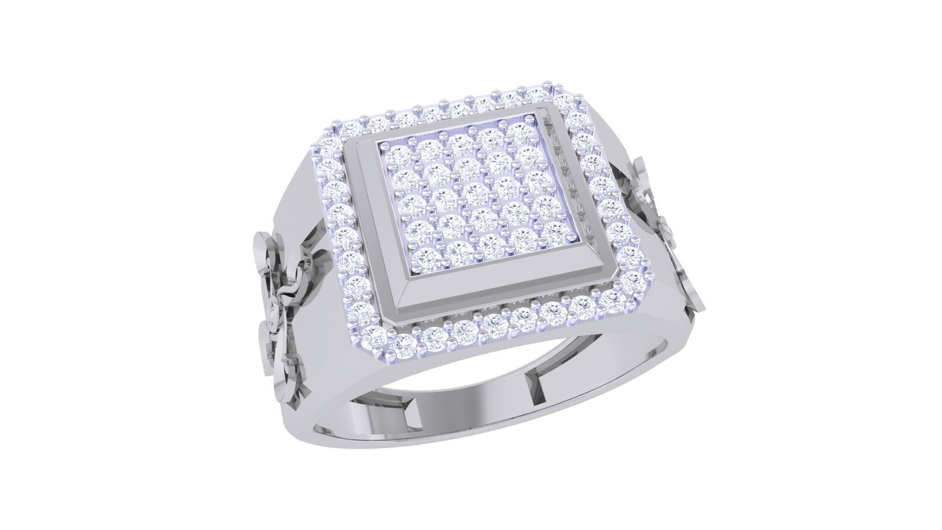 Diamond Head Men Groom Gents Diamond Ring 3dm stl obj mtl 3mf  3D print model_2