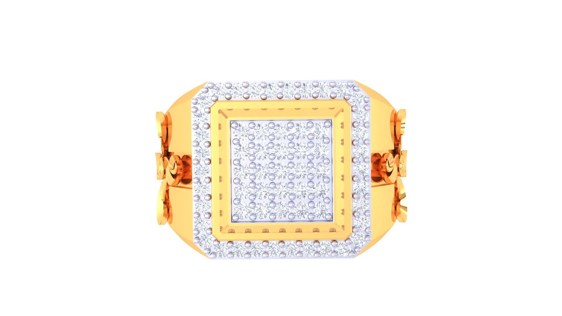 Diamond Head Men Groom Gents Diamond Ring 3dm stl obj mtl 3mf  3D print model_4